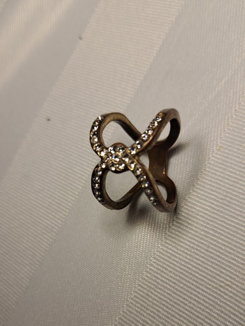 Rhinestone Horseshoe Drop Charm - Two-Tone Gold & Silver - Picture 2 of 3